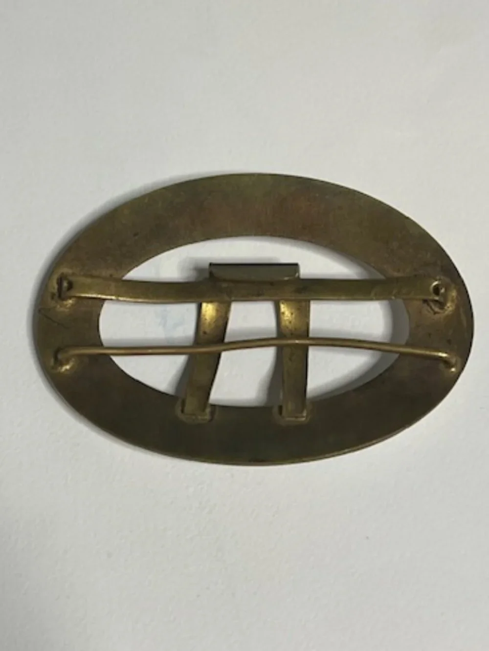 VTG Oval Enamel Floral & Brass Belt Scarf Belt Buckle Hand-Painted 3.5